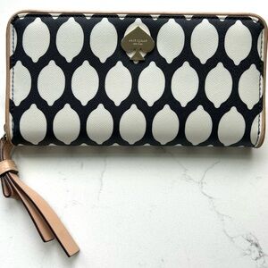 Kate Spade Navy and White Lemon Motif Wallet